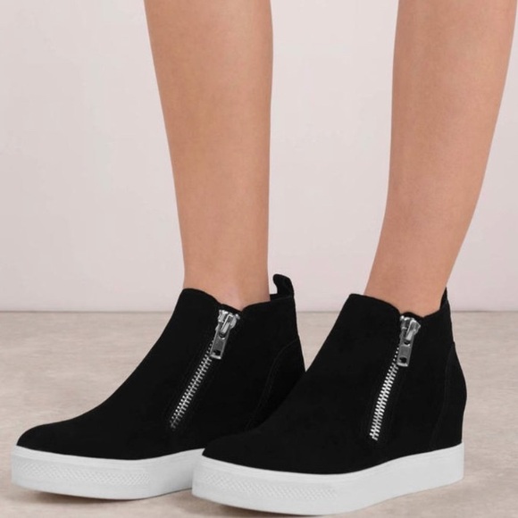 Black Hightop Hidden Wedge Sneaker - Picture 3 of 6